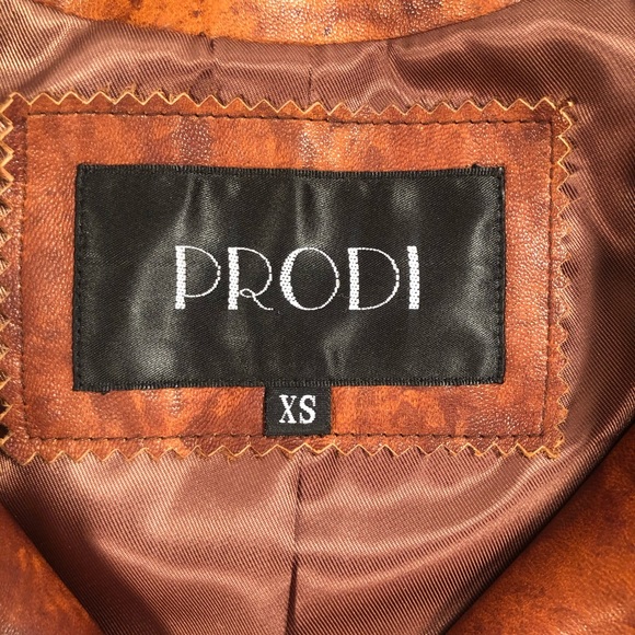 Prodi Marbled Tan Leather Button Stitch Jacket - Picture 3 of 8
